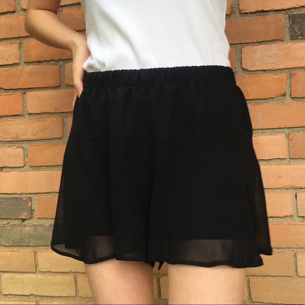Black Polyester Skorts